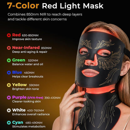 Red Light Therapy for Face, 850Nm Near-Infrared LED Light Therapy Mask (M09), Silicone LED Face Mask Light Therapy with Timer for Home & Travel