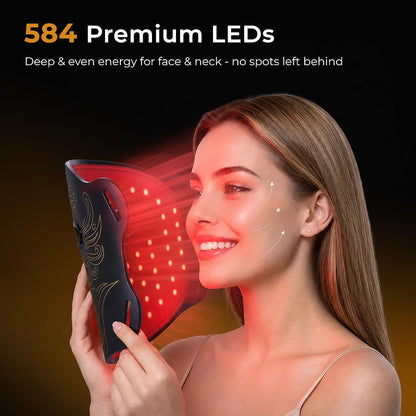 Red Light Therapy for Face, 850Nm Near-Infrared LED Light Therapy Mask (M09), Silicone LED Face Mask Light Therapy with Timer for Home & Travel